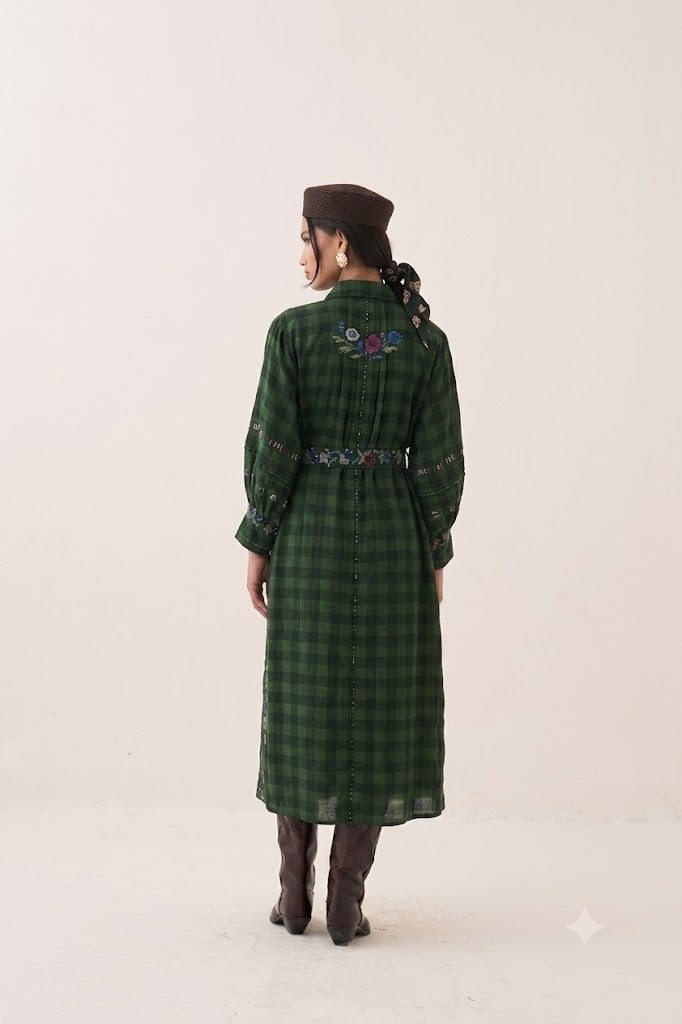 Gingham Green Boheme Dress - view 3