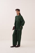 Gingham Green Barrel Pants - view 2