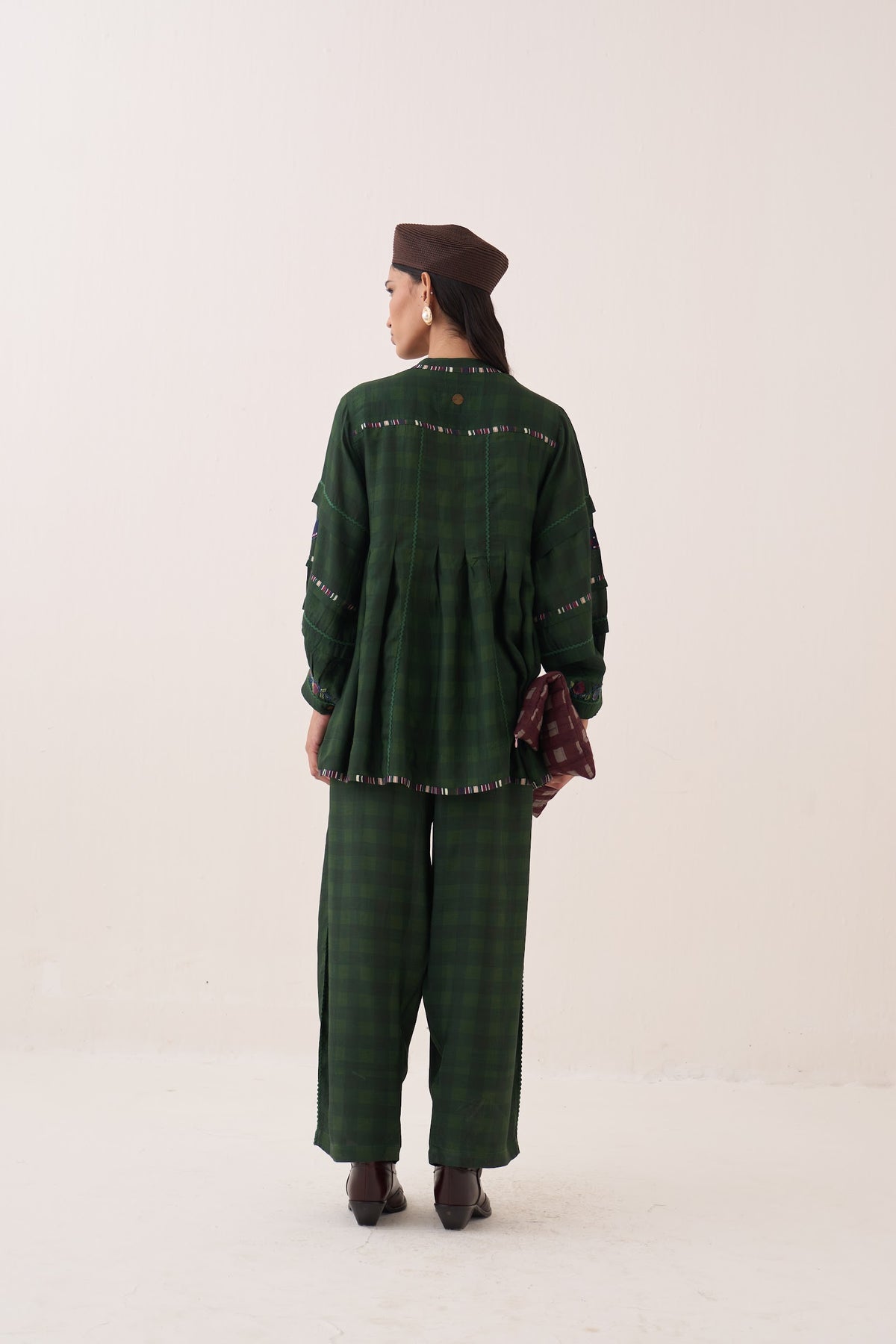 Gingham Green Pintuck Top - view 8