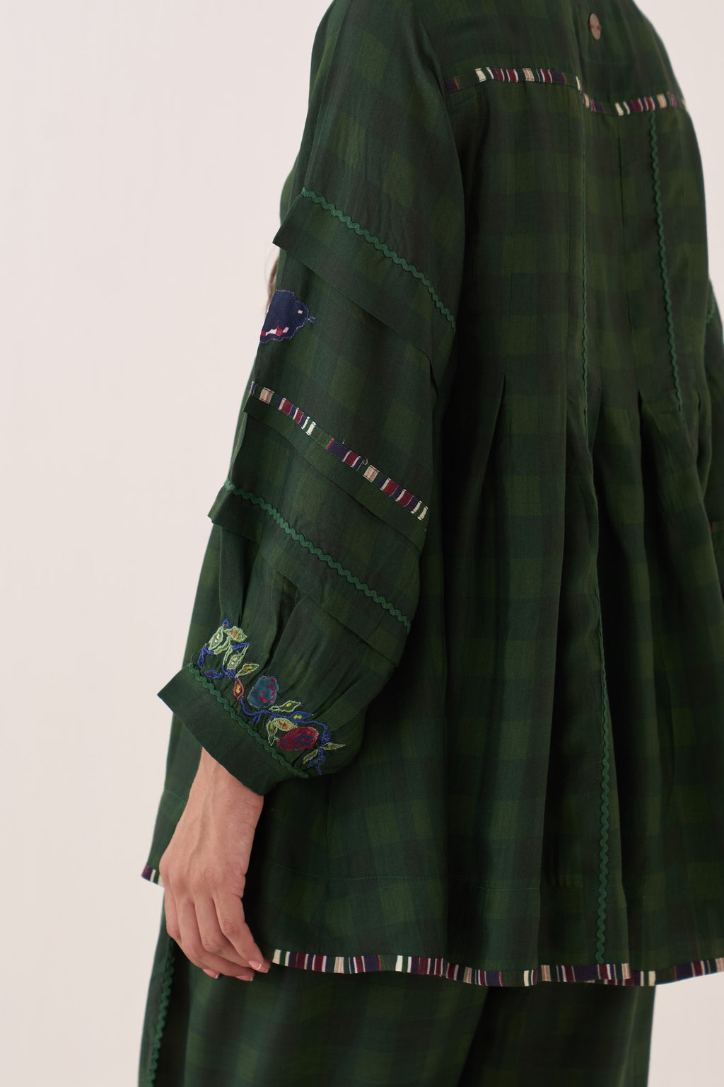 Gingham Green Pintuck Top - view 9