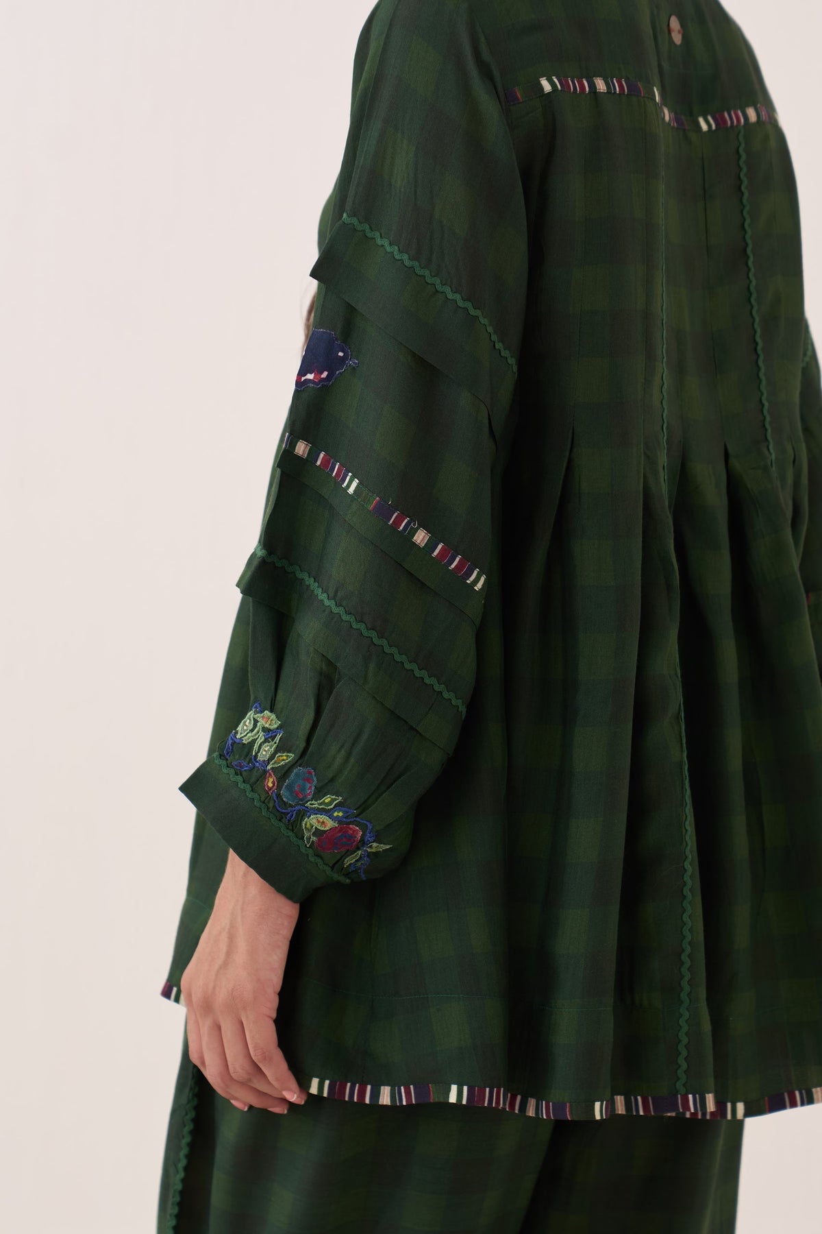Gingham Green Pintuck Top - view 9