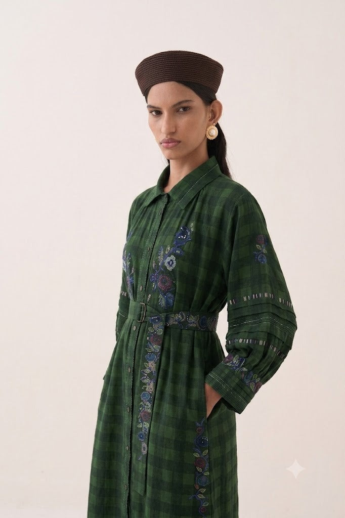 Gingham Green Boheme Dress - view 2