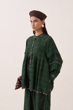 Gingham Green Pintuck Top
