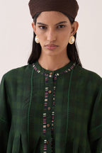 Gingham Green Pintuck Top - view 7