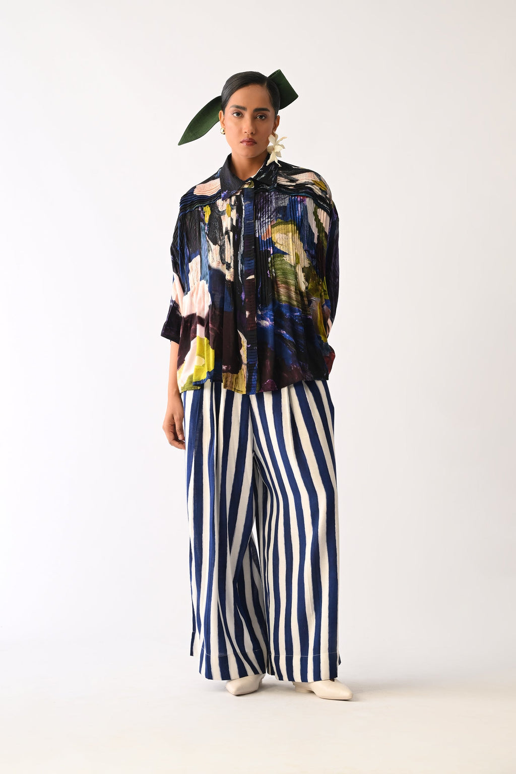 Cobalis Pintuck Shirt Set