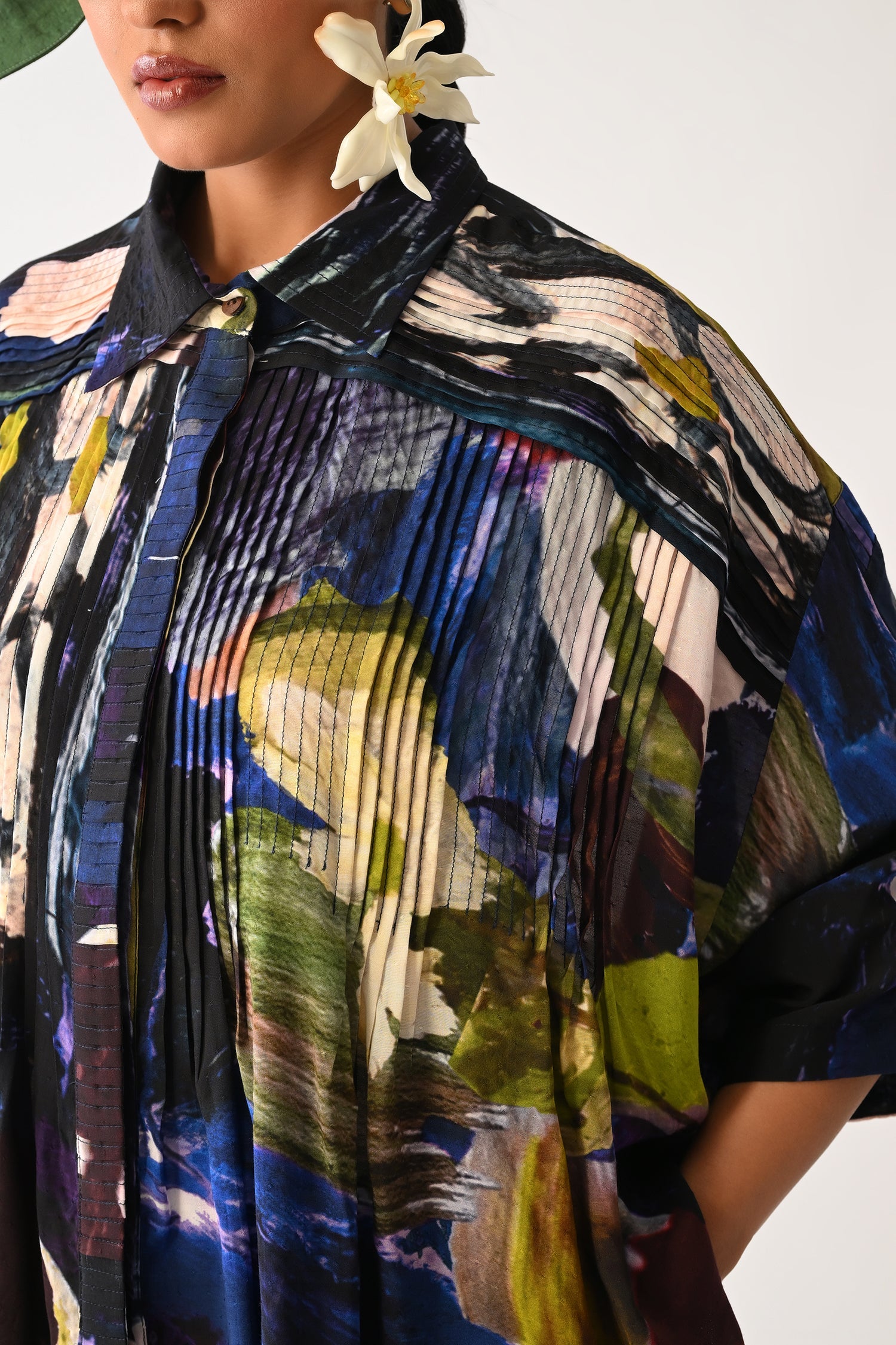 Cobalis Pintuck Shirt Set