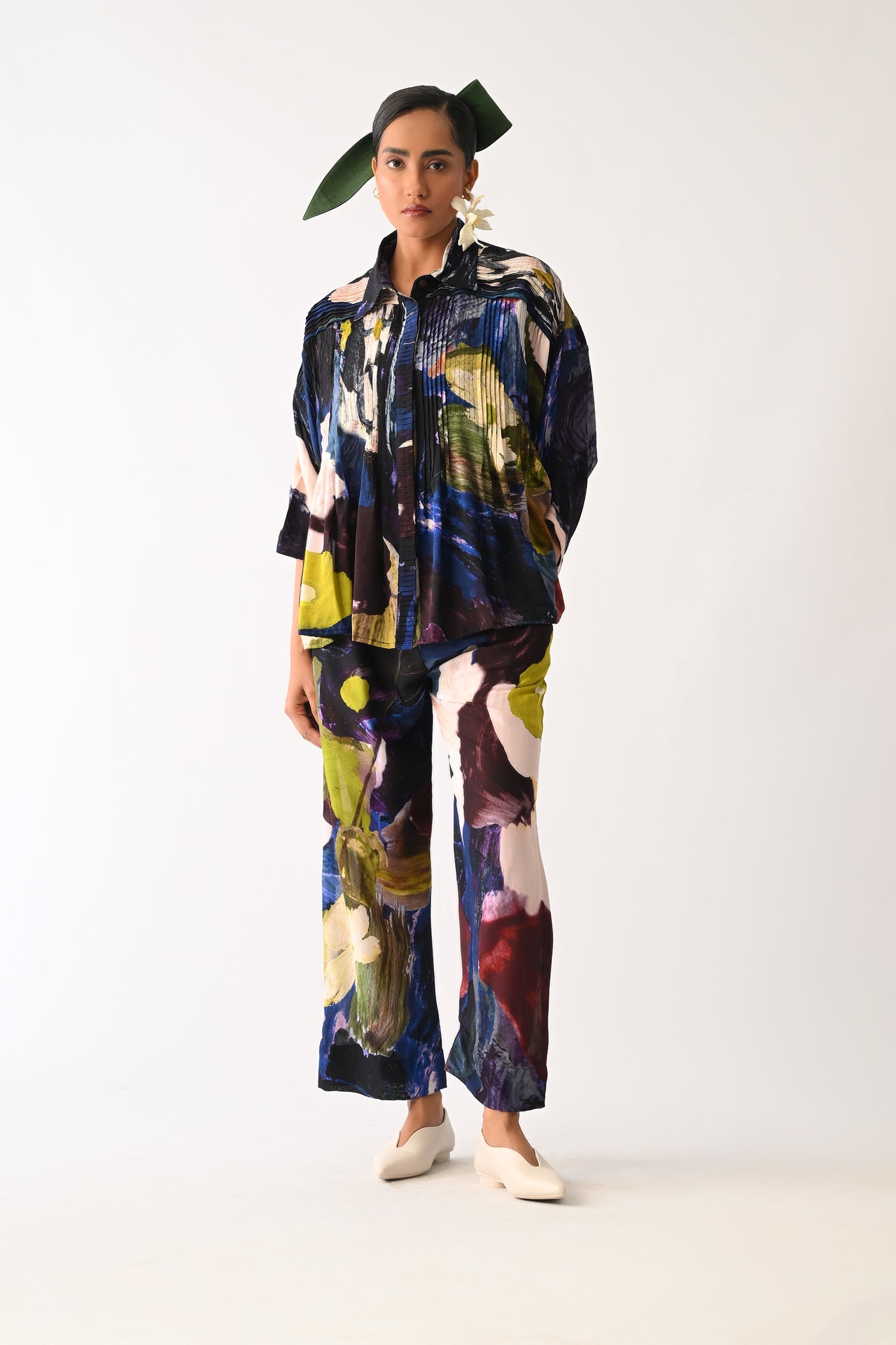 Cobalis Pintuck Shirt Set