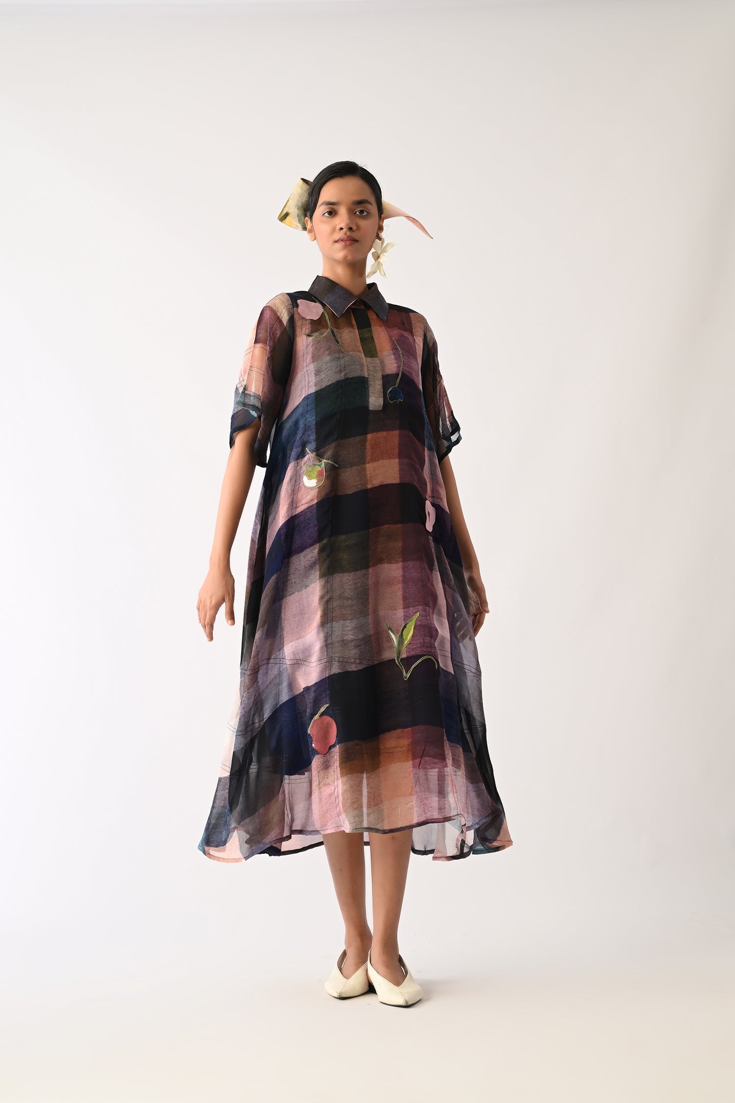 Afterglow Overlay Appliqué Dress
