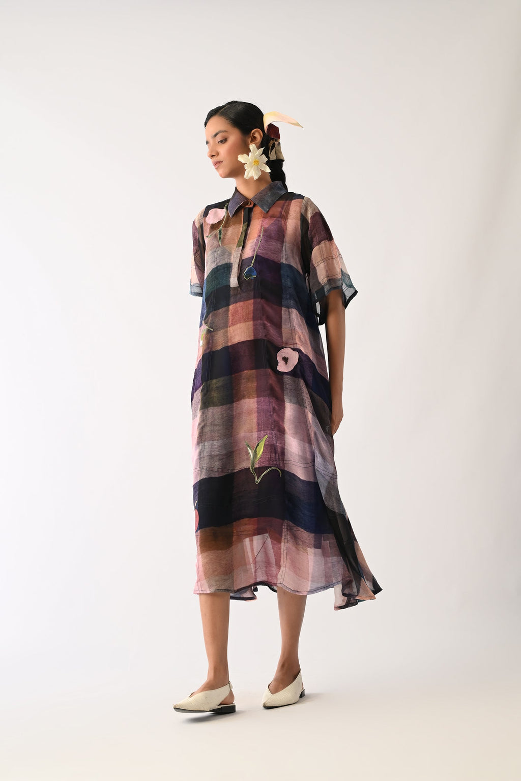 Afterglow Overlay Appliqué Dress