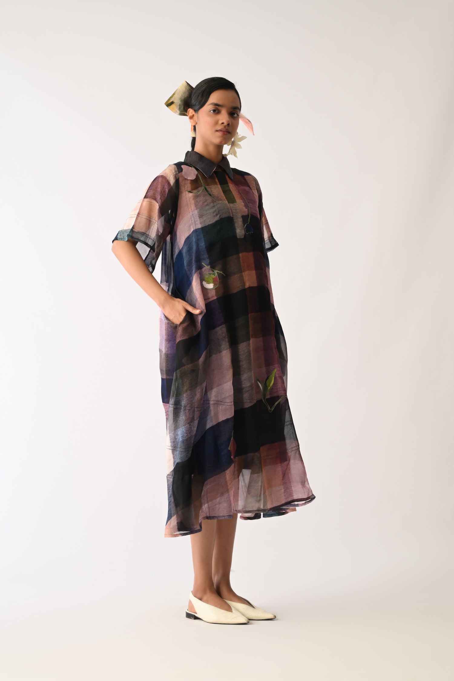 Afterglow Overlay Appliqué Dress