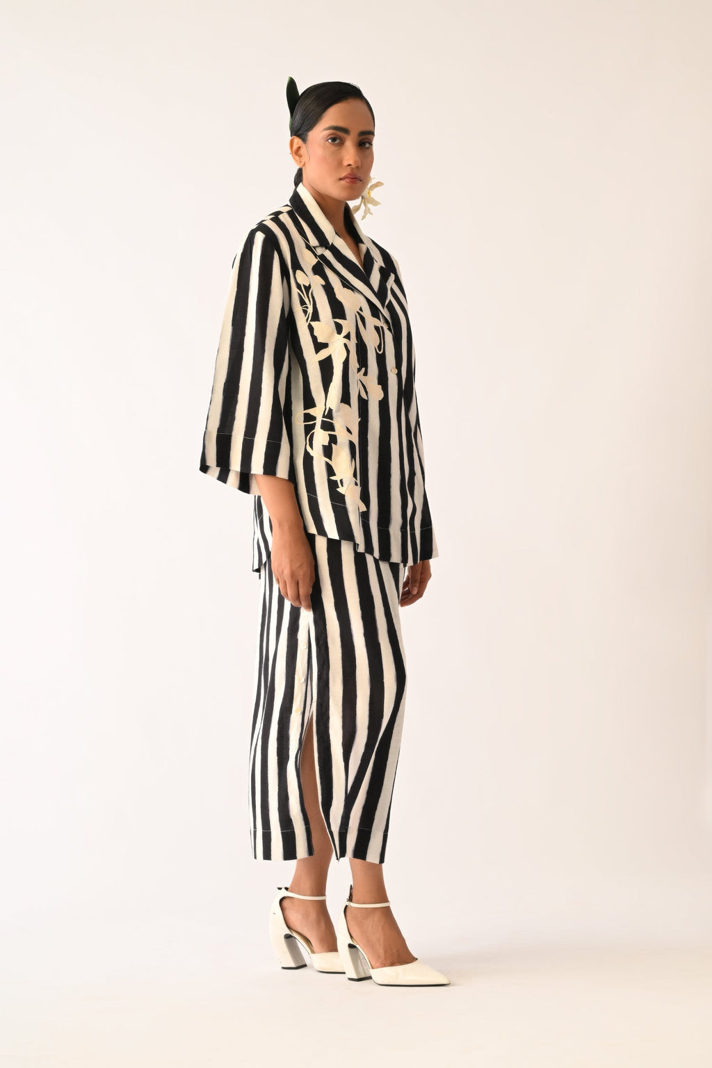 Revolt B&W Psyflora Appliqué Jacket
