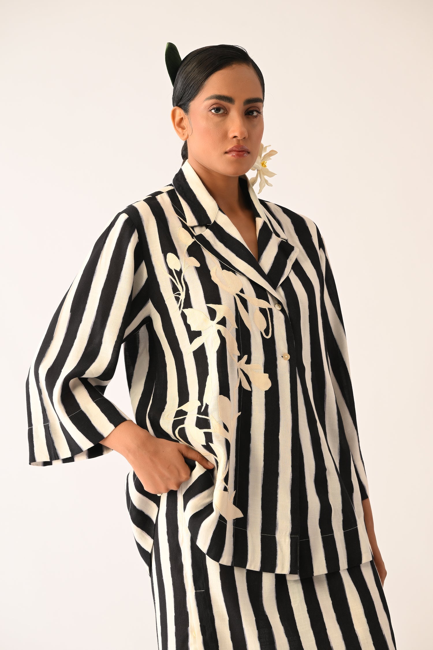 Revolt B&W Psyflora Appliqué Jacket