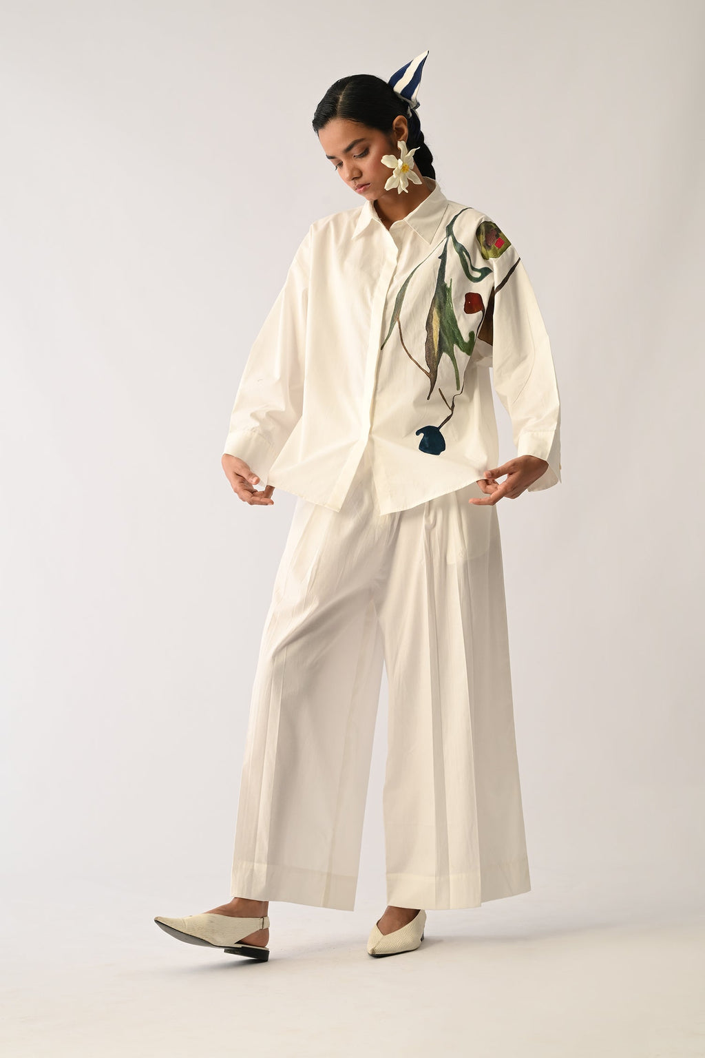 Botanica Ivory Sky Appliqué Shirt Set