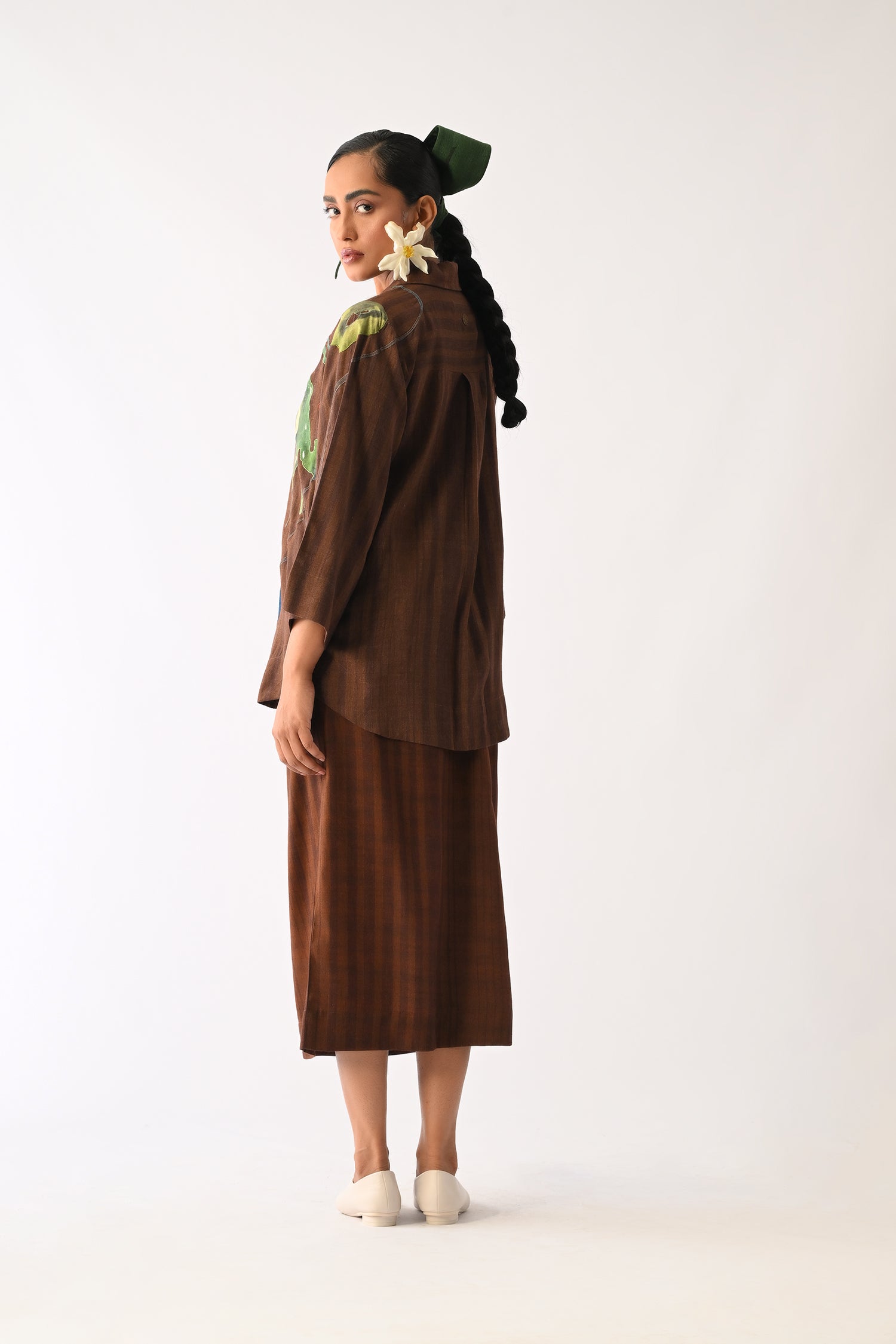Brown Psyflora Appliqué Shirt