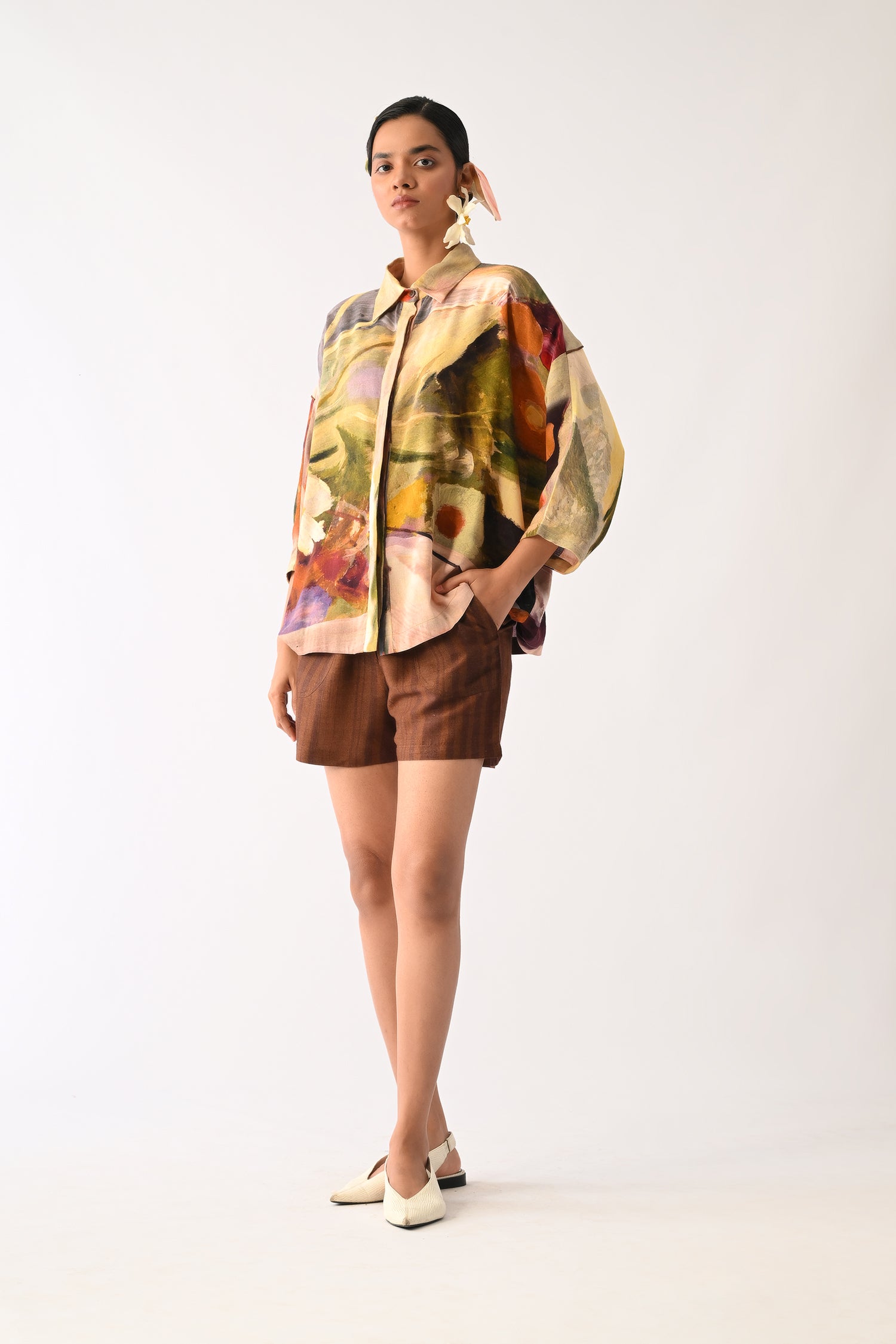 Brown Stripes Shorts