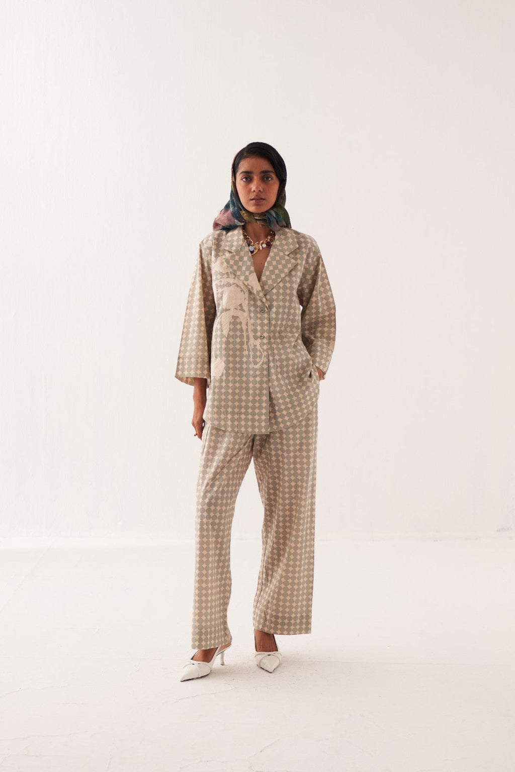 Cuboid Applique Jacket Shirt