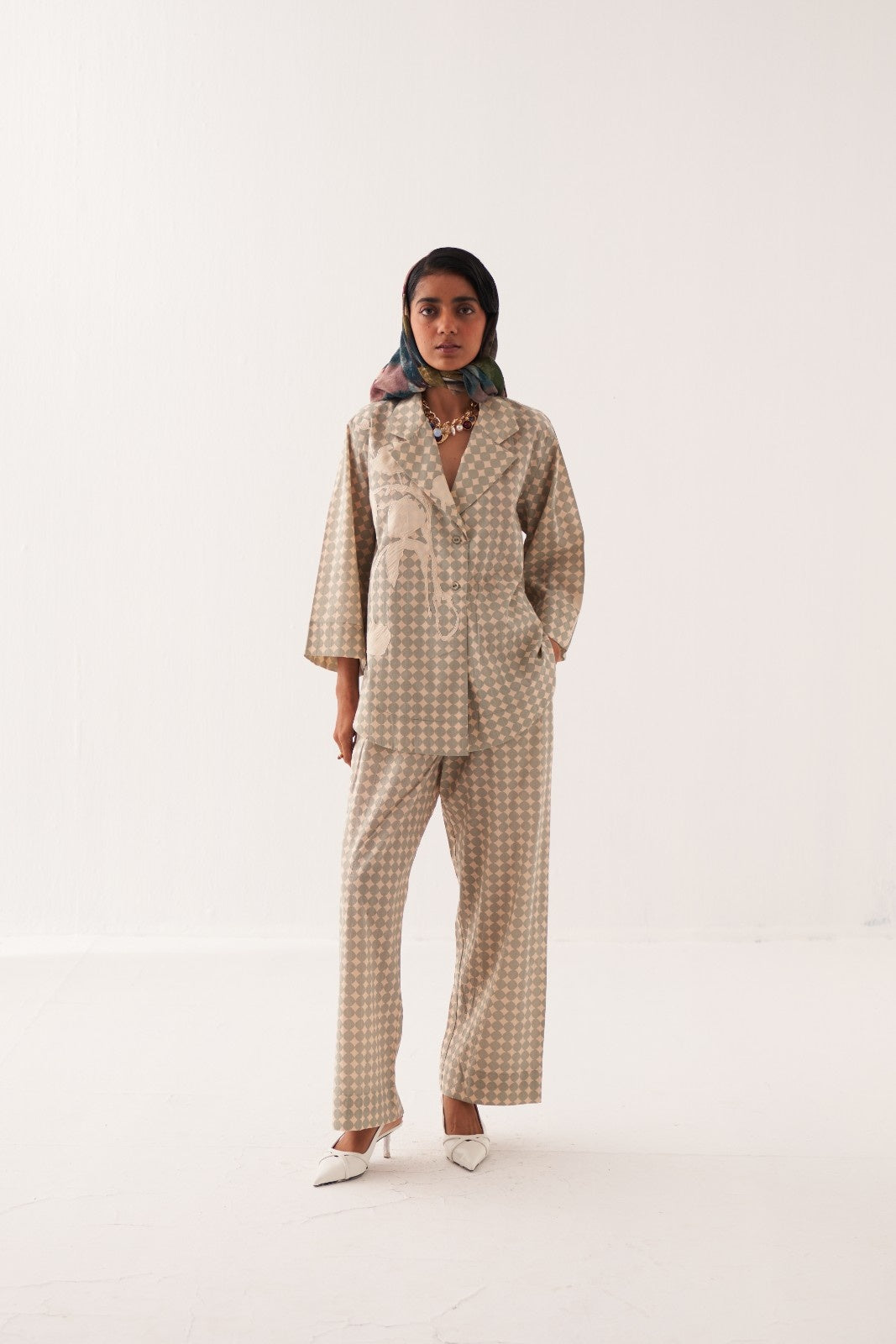 Cuboid Applique Jacket Shirt