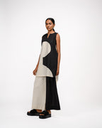 OFRIDA Duality PP Pants in black and cream cotton, styled with a matching colour-block tunic